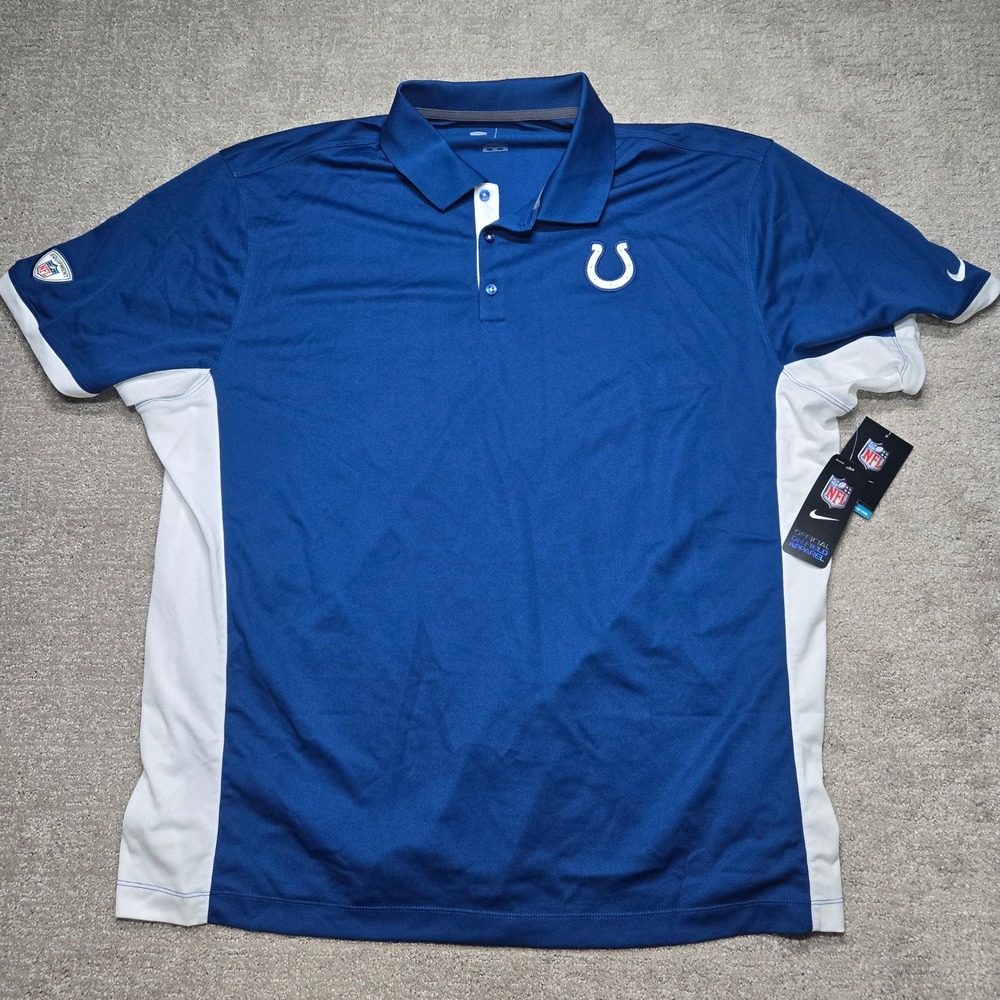 Nike NFL Indianapolis Colts Mens Dri-FIT Training Polo Shirt Blue White 3XL NEW